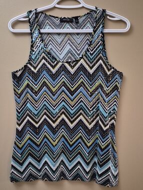 Apt. 9 Zigzag Sequin Tank Top in Black, Blue and Teal